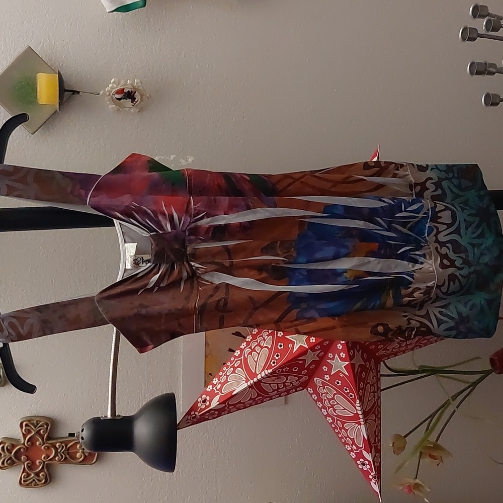 Tight minidress with beautiful flower print vintage y2k